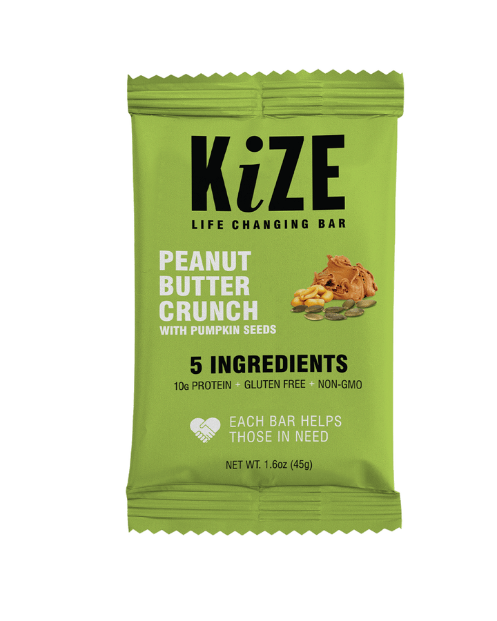 Kize Peanut Butter Crunch protein bar with pumpkin seeds, gluten-free, non-GMO packaging