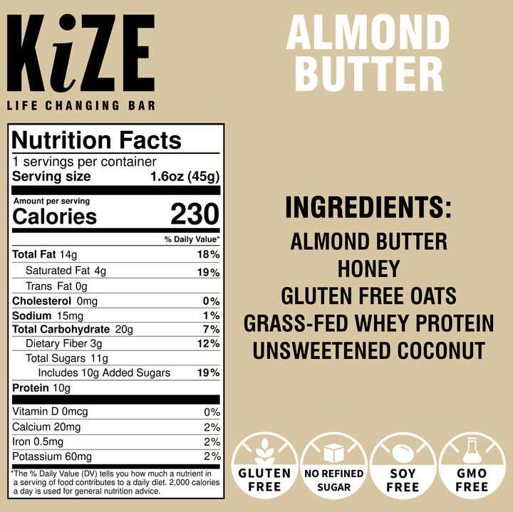 Almond Butter Kize Bar Promotional Graphic