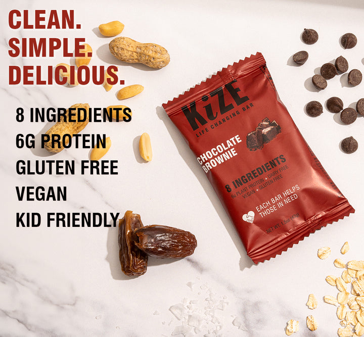 Kize Chocolate Brownie Protein Bar Promotional Graphic