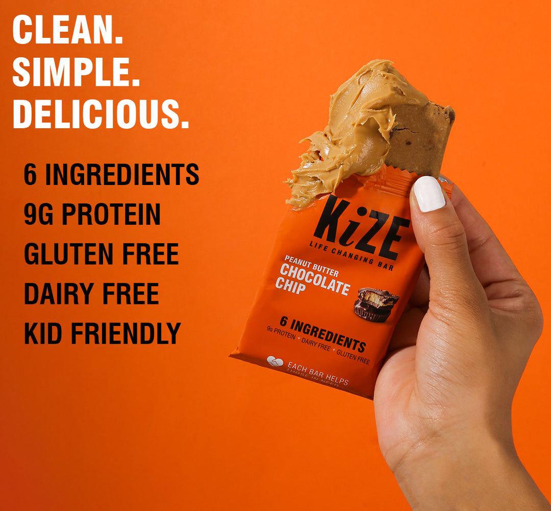 Peanut Butter Chocolate Chip Kize Bar Promotional Graphic