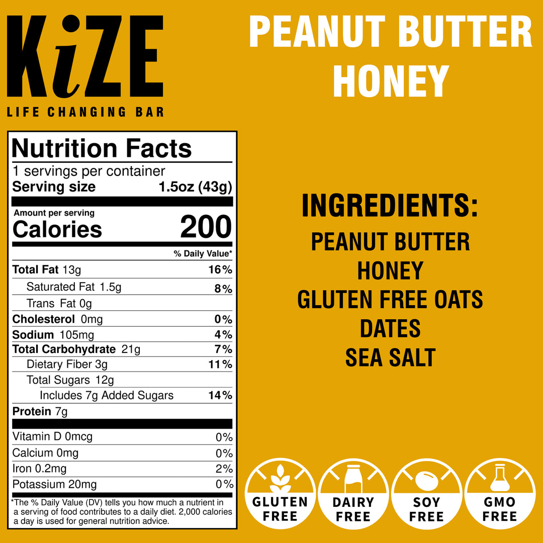 Peanut Butter Honey Back of Package with Nutrition Facts and Ingredients