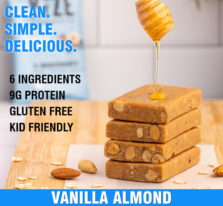 Vanilla Almond Kize Protein Bar Promotional Graphic